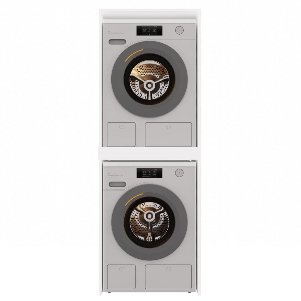 COMO - Meuble de rangement pour machine à laver et sèche-linge - Meuble gain de place - Blanc - 8