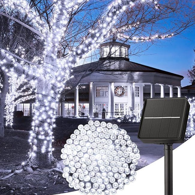 Catena Luci Solari Da Esterno 22m 200 LED – 8 Modalità, Impermeabile IP55, Con Telecomando E Pannello Regolabile, Colorate