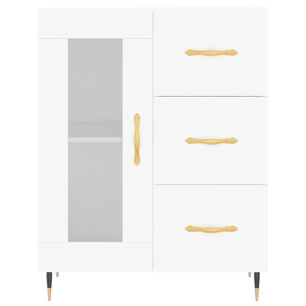 Buffet haut Blanc 69,5x34x180 cm Bois d'ingénierie - 8