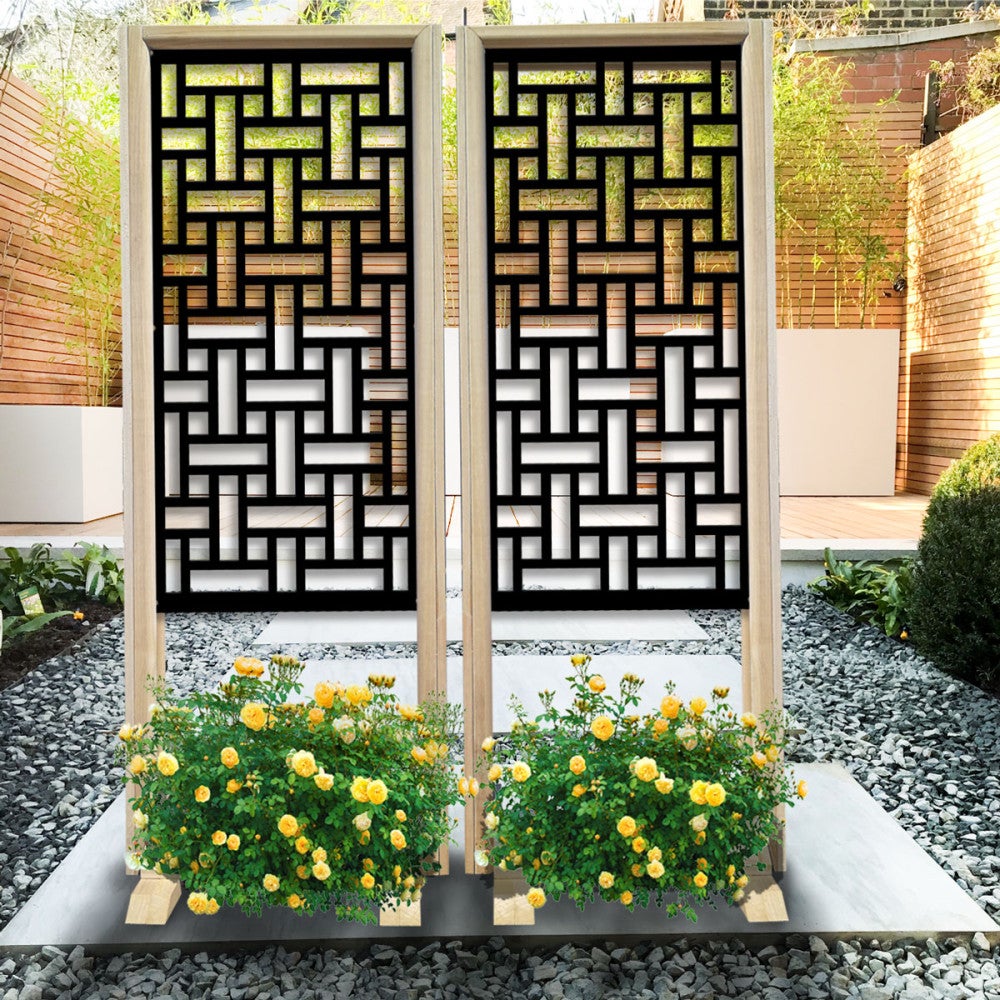 PLOT - Ścianka działowa - wolnostojący modułowy parawan - 70x190 cm - Wykonana z drewna i PVC, kolor wnętrza czarny