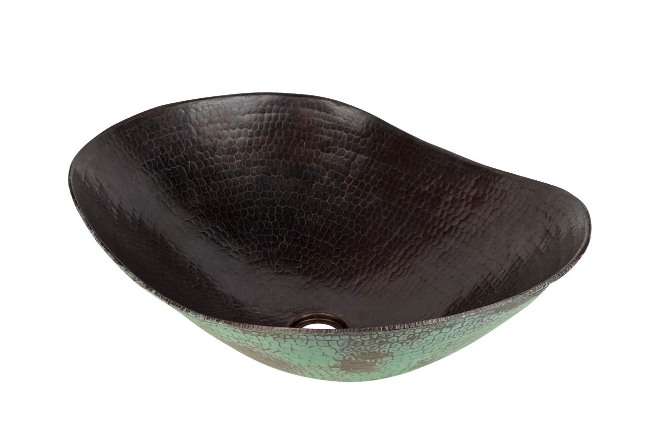 Miedziana umywalka nablatowa z Meksyku Picaflor – Owalna umywalka łazienkowa nablatowa z ręcznie kutej miedzi 49,5x38,5x16,5 cm | Miedziany zlew