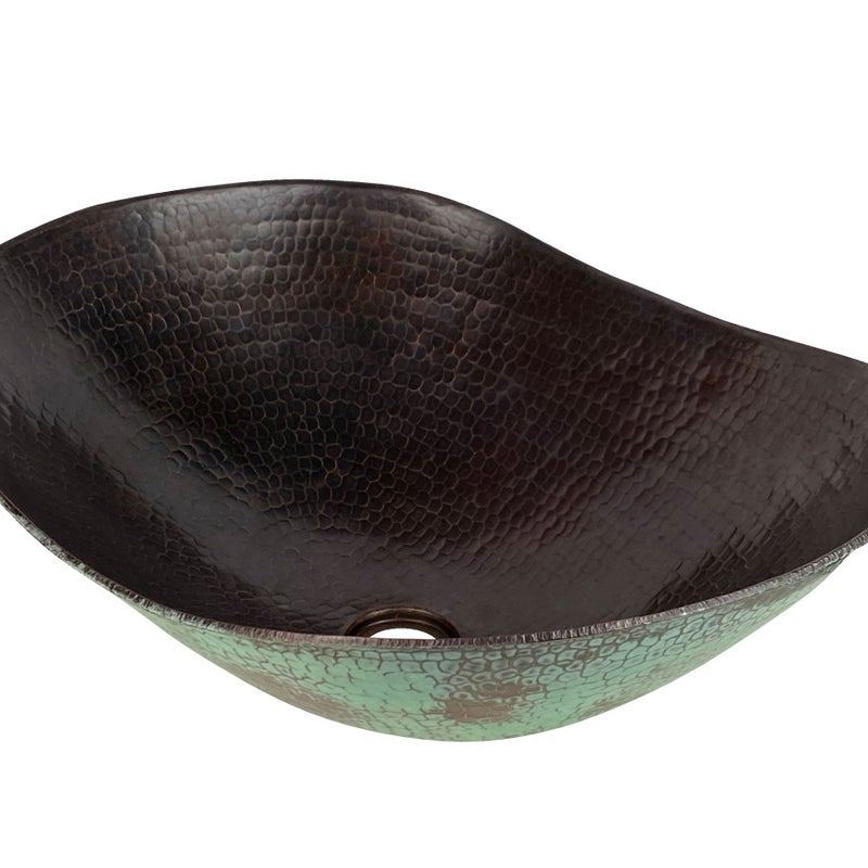Miedziana umywalka nablatowa z Meksyku Picaflor – Owalna umywalka łazienkowa nablatowa z ręcznie kutej miedzi 49,5x38,5x16,5 cm | Miedziany zlew