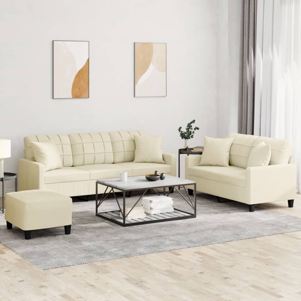 Ensemble De Canapés 2 Places VidaXL - Velours Crème - Avec Coussins - Neuf En Emballage