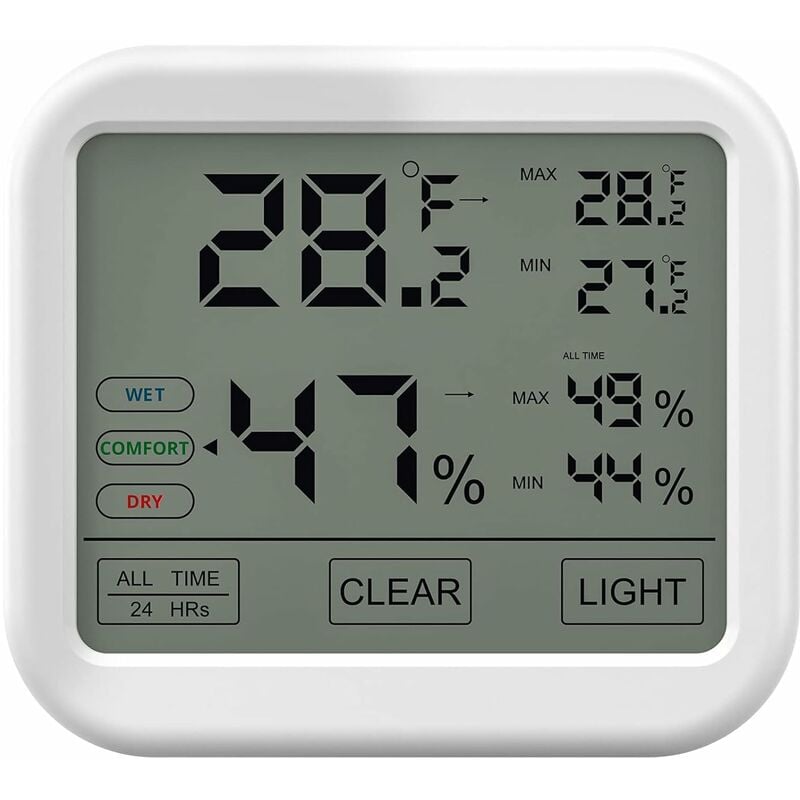 Termometr wewnętrzny i higrometr o wysokiej dokładności, cyfrowy monitor temperatury i wilgotności LCD, wskaźnik poziomu komfortu idealny do sypialni