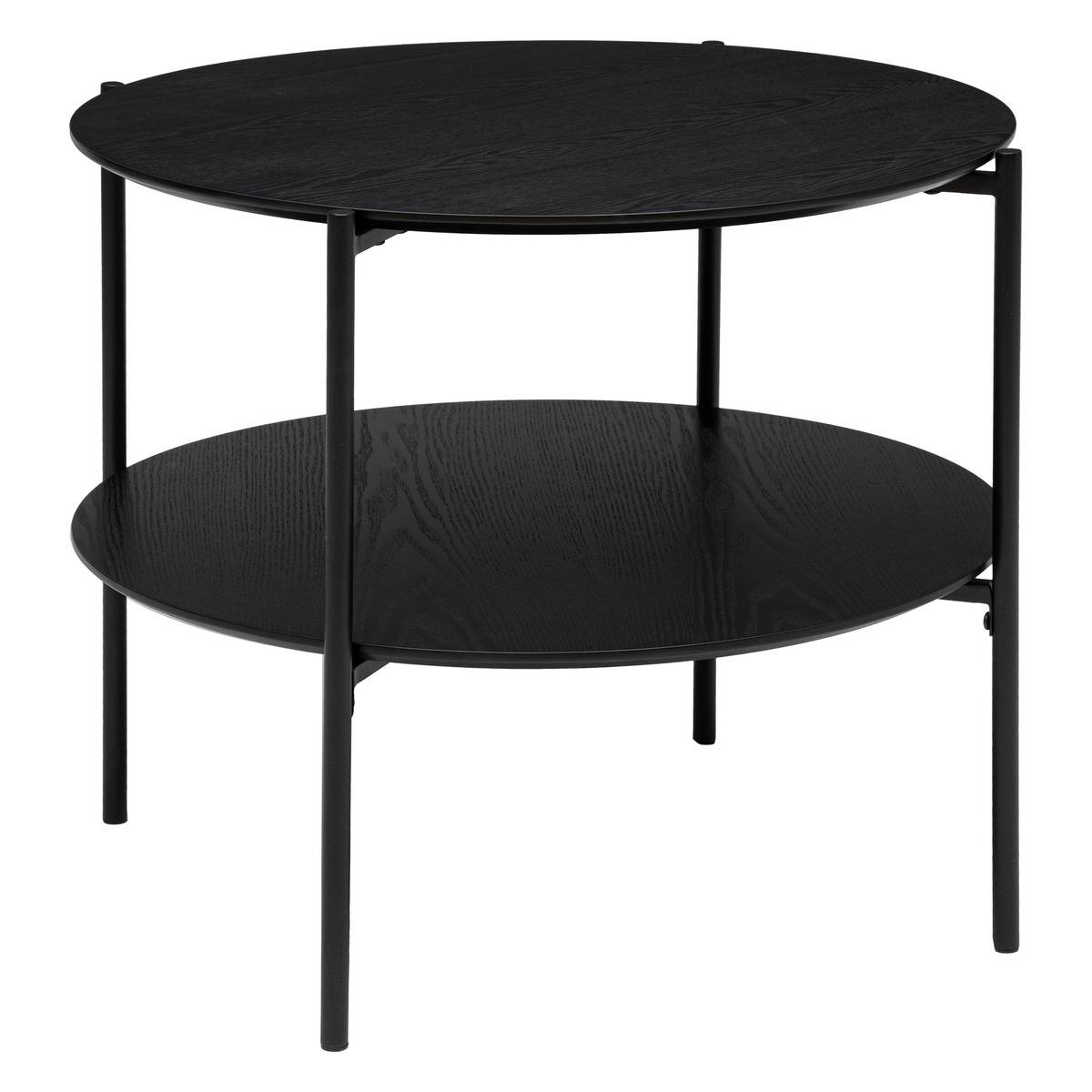 Tavolino Rotondo Kemi In Noce E Metallo Nero, Diametro 63,2 Cm – Atmosfera Createur D'Intérieur