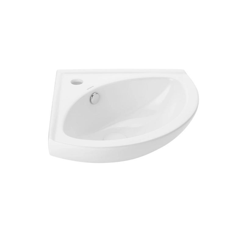 Umywalka ścienna-narożna Uptrend CORNER biały połysk, z otworem na baterię oraz przelewem 1 szt.