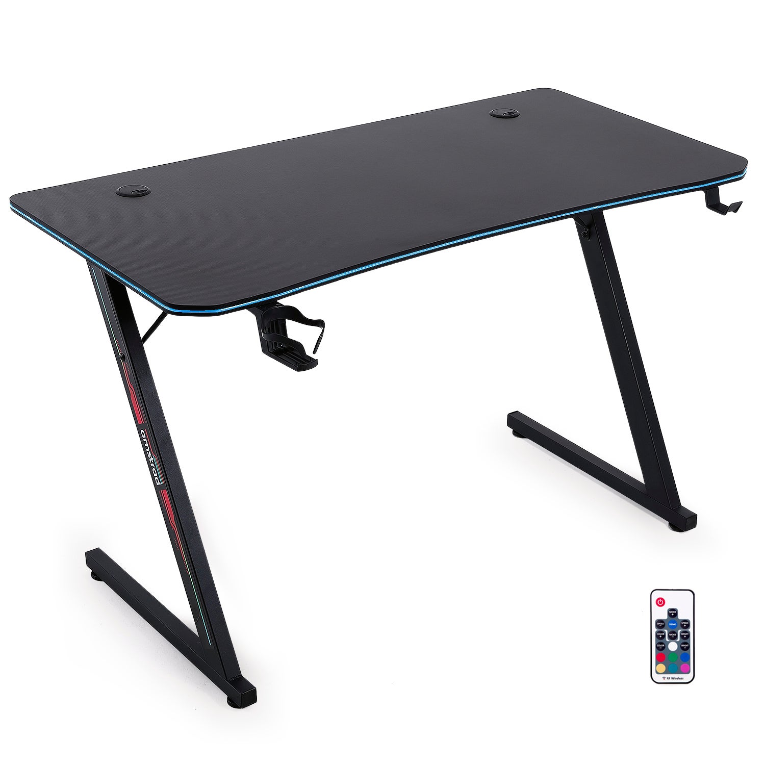 Amstrad AMS 900 LED TOP1   Fauteuil gaming noir et gris   Serigraphie TRY HARD FOR TOP 1   Eclairage LED 366 effets Télécommande   Amstrad
