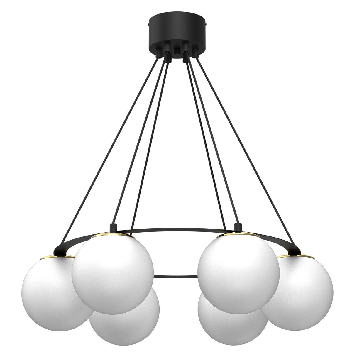 Lampa wisząca Ballo czarny matowa-biała-złota 6xE27x15W ring wym: 110 x 62 x 62 cm szkło Luminex