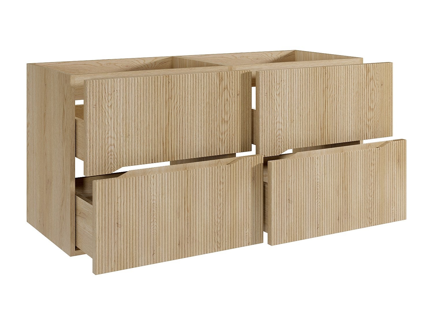 Meuble sous vasque suspendu strié - Naturel clair - 120 cm - ORISO - 4