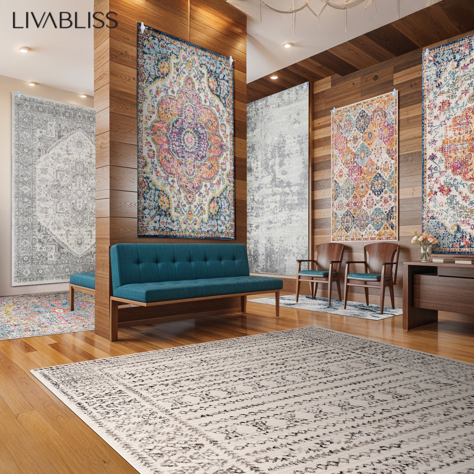 LIVABLISS Tapis Rond Vintage Oriental Multicolore/Orange Ø 160 - 9