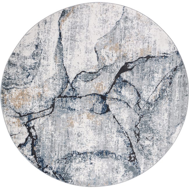 LIVABLISS Tapis Rond Abstrait Moderne Ivoire/Gris Ø 160 cm Lyna | Leroy ...