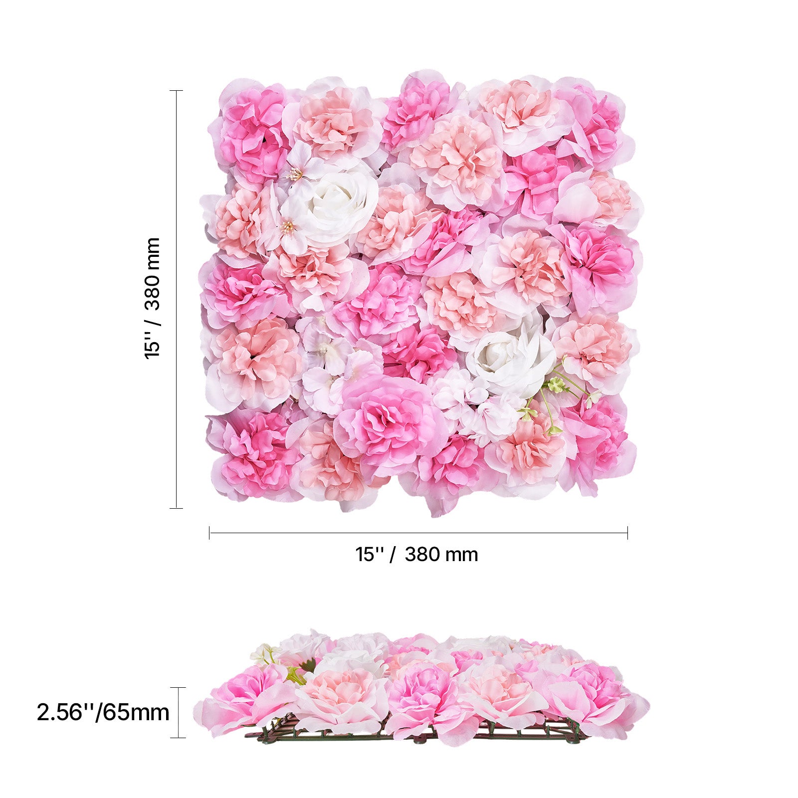 Panneau mural floral SucceBuy 3D,12 pièces 38 x 38 cm,motif floral artificiel,design sans couture,installation facile pour mariage,maison,rose - 2