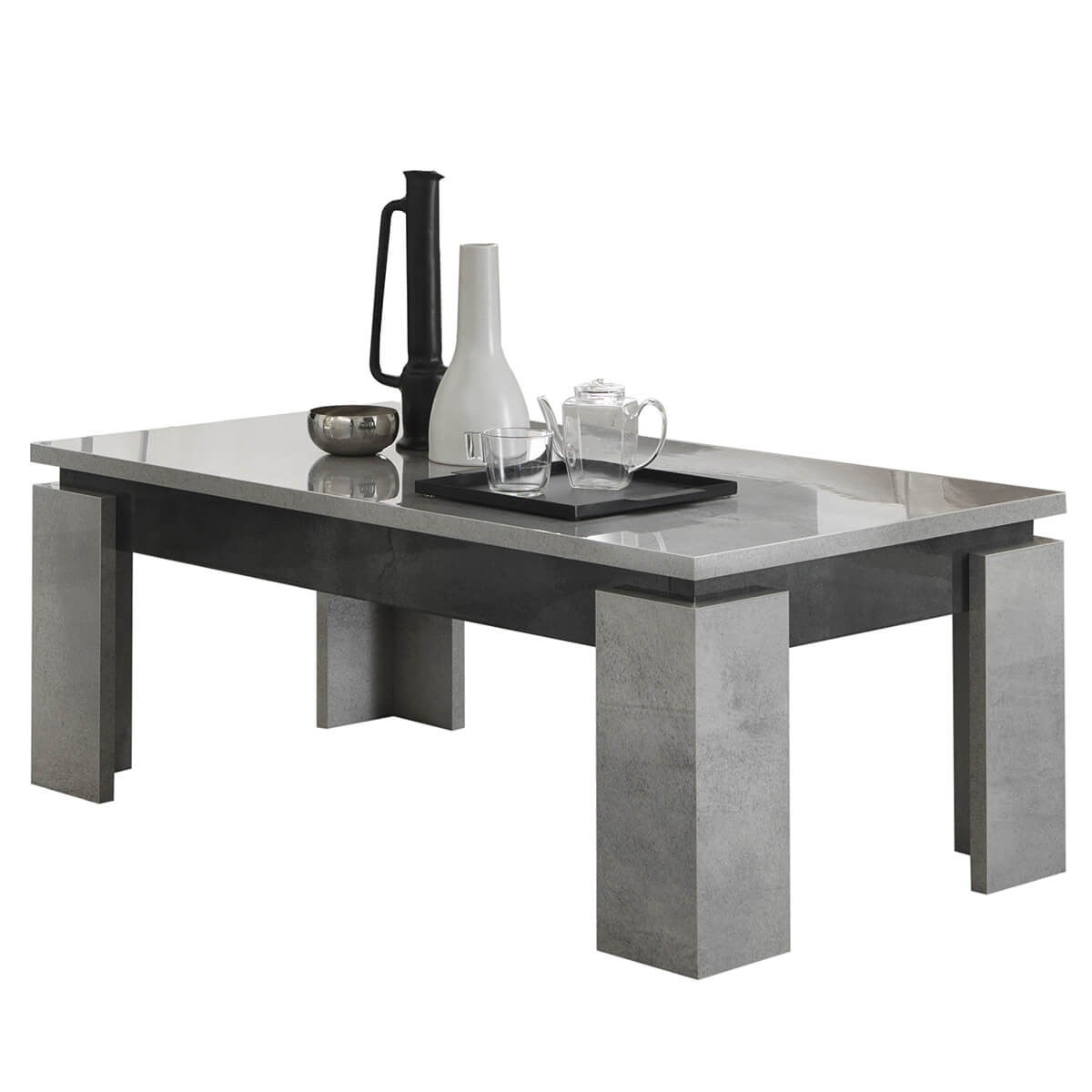 HOFFMAN - Table Basse à 4 Pieds Gris Aspect Pierre | Leroy Merlin