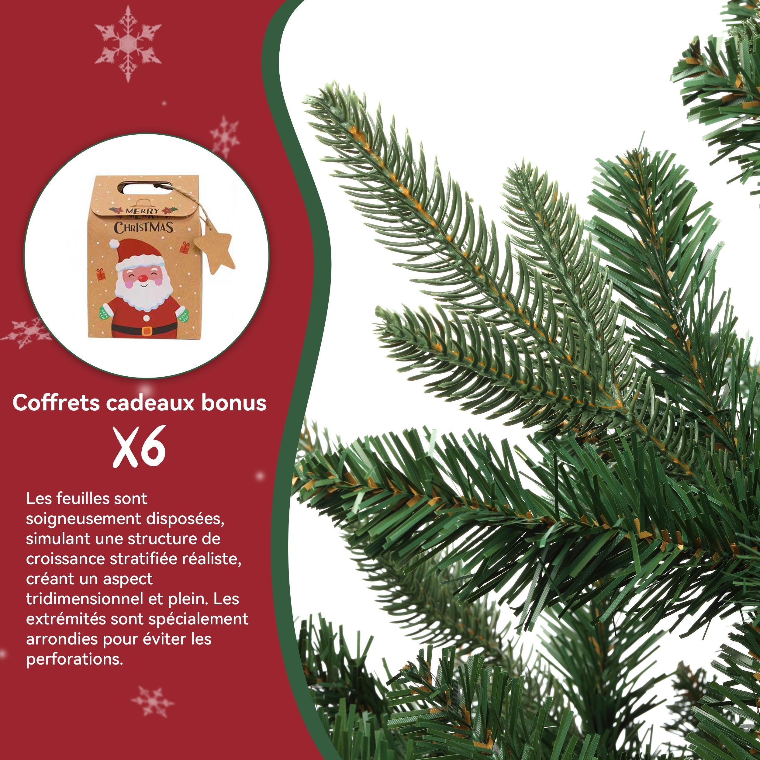 DEWINNER Sapin de Noël Artificiel Extra Dense,180 cm,573 Branches,Support Bois - 3