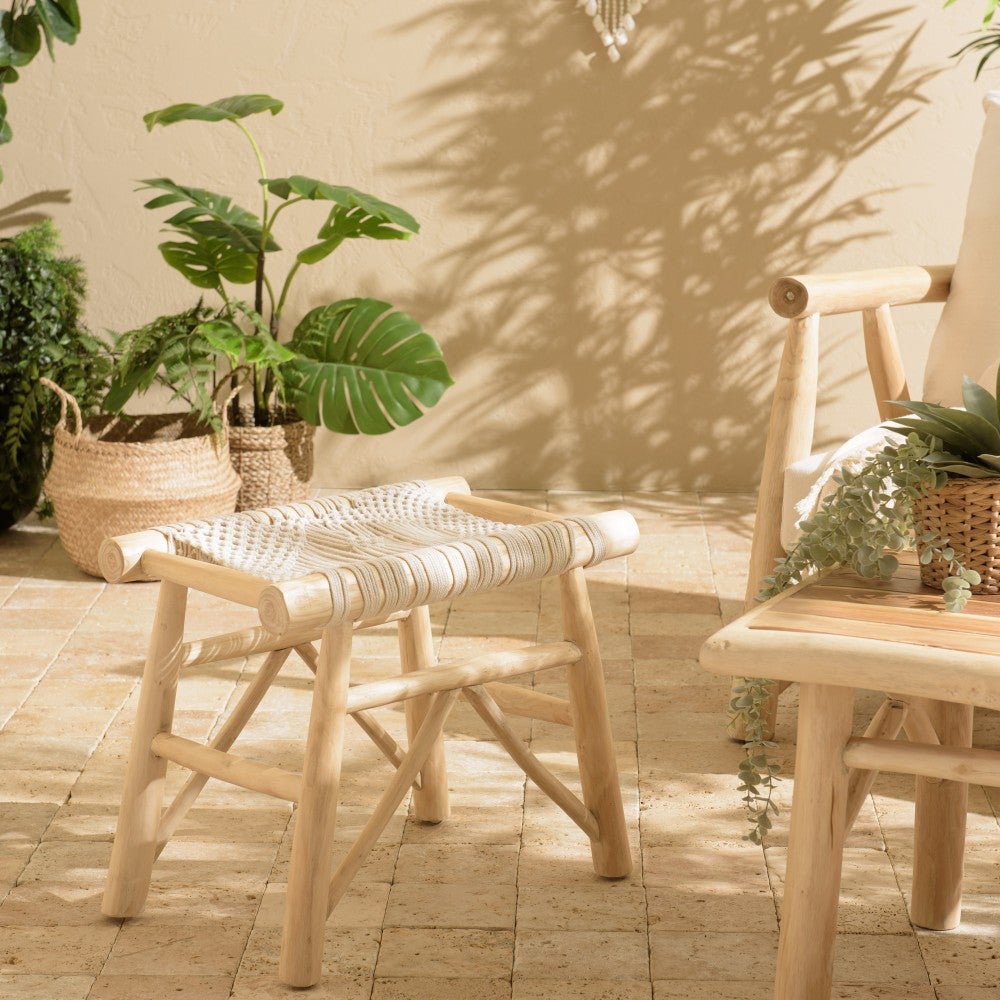 Kosmi Sgabello Industriale Metal Bianco E Legno: Altezza 46 Cm, Senza Schienale - 3