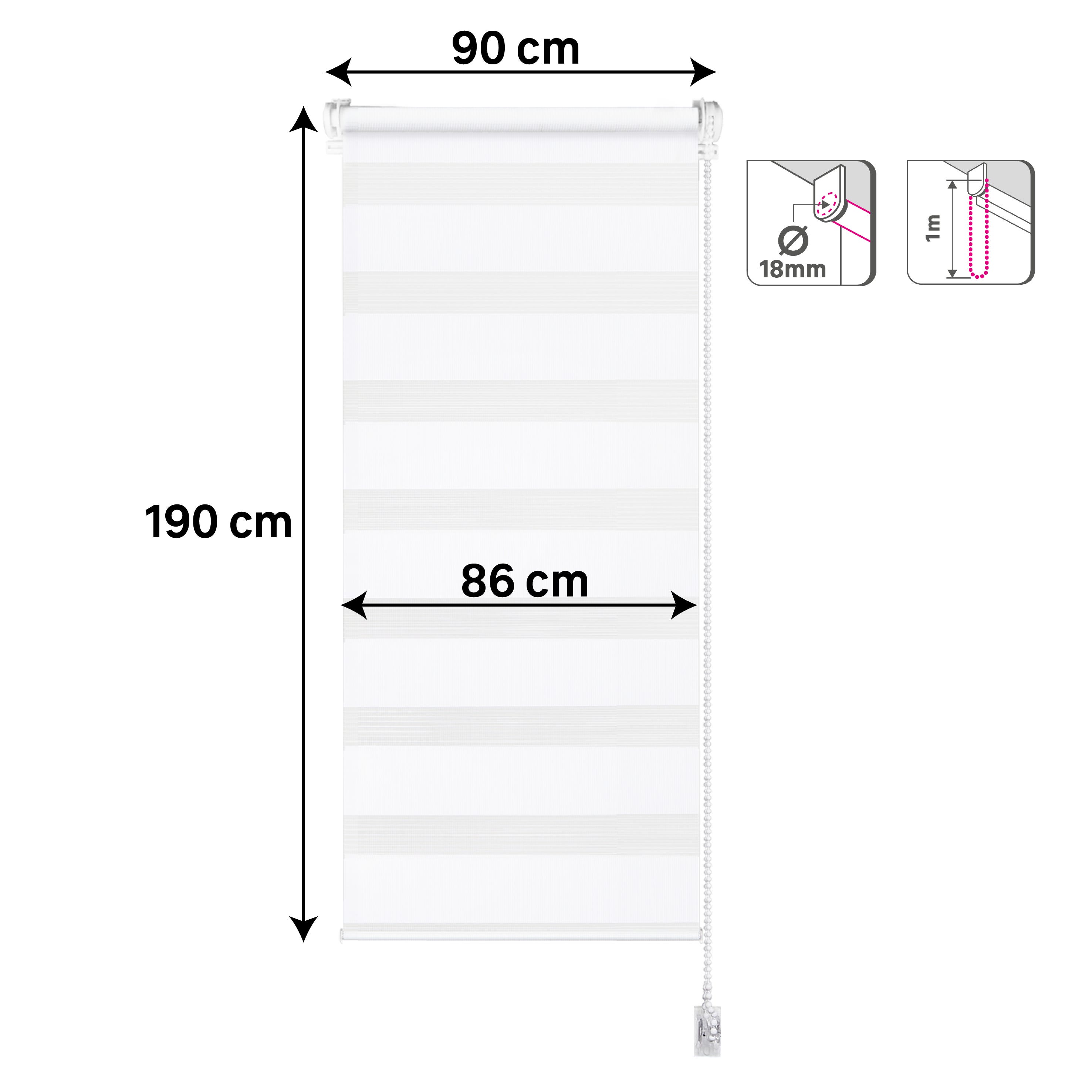 Tendina a rullo giorno/notte Bamba bianca, l.90 x H.190 cm - 6