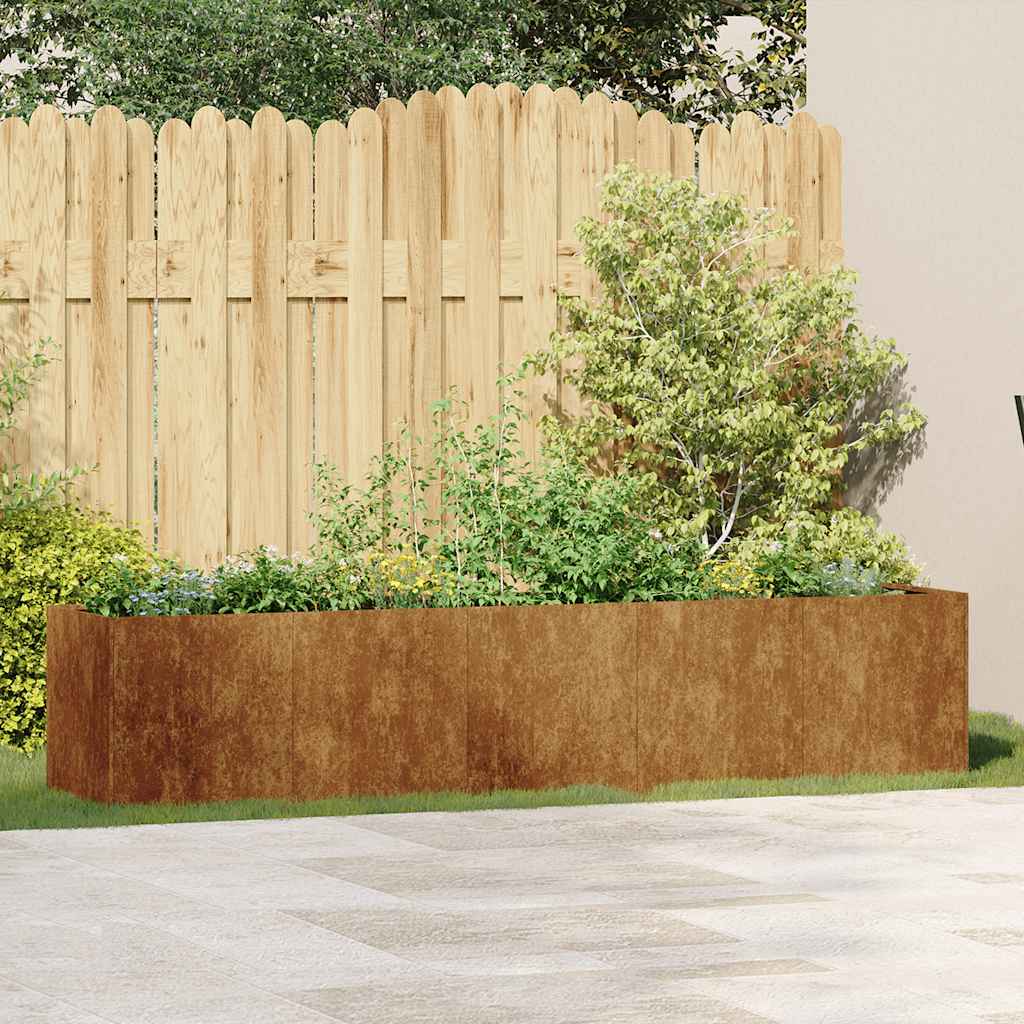Jardinière rouillée 200x40x40 cm en acier corten - 3