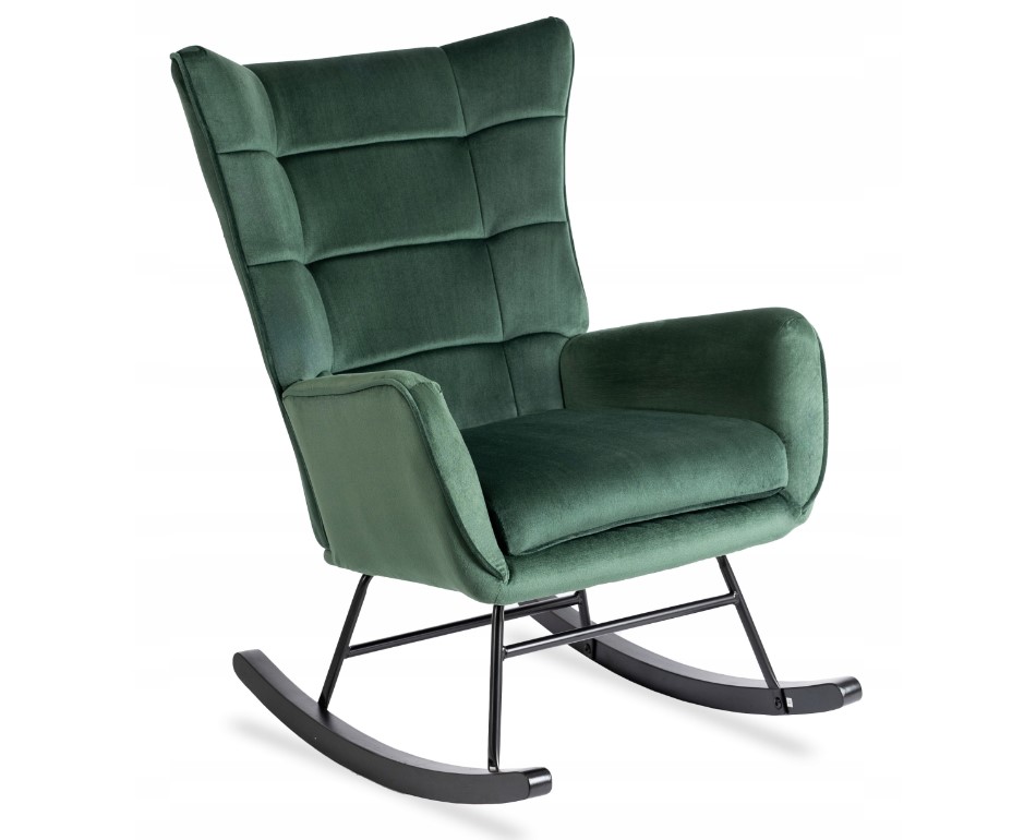Fotel Uszak Bujany Wypoczynkowy Welurowy Salon Loft Velvet Zielony JACKSON