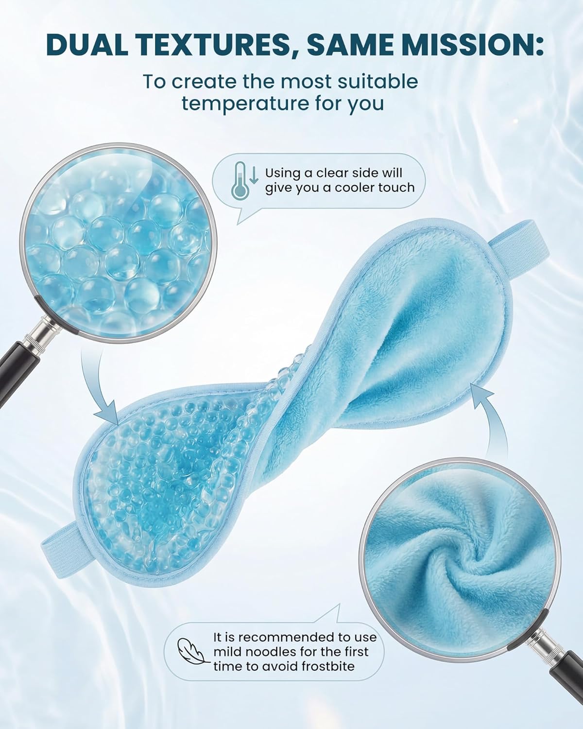 Masque yeux gel, rafraîchissant ajustable, perles gel, fatigue o aire ...