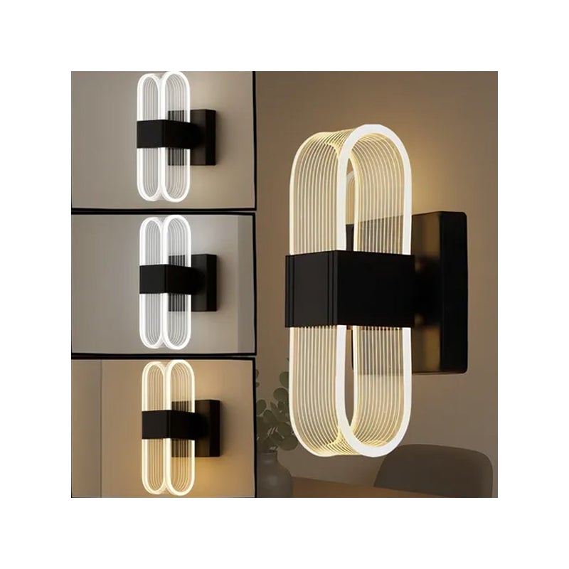 Ściemnialna lampa ścienna LED 12 W, lampka nocna - 3 kolory (3000K/4000K/6000K) - delikatne oświetlenie do wnętrz, sypialni, wejścia (20,5x10 cm)