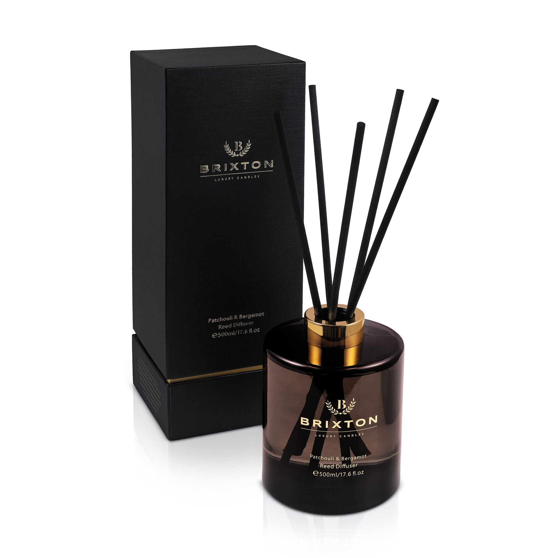 Dyfuzor zapachowy w szkle z patyczkami BRIXTON 500ml Patchouli &amp; Bergamot