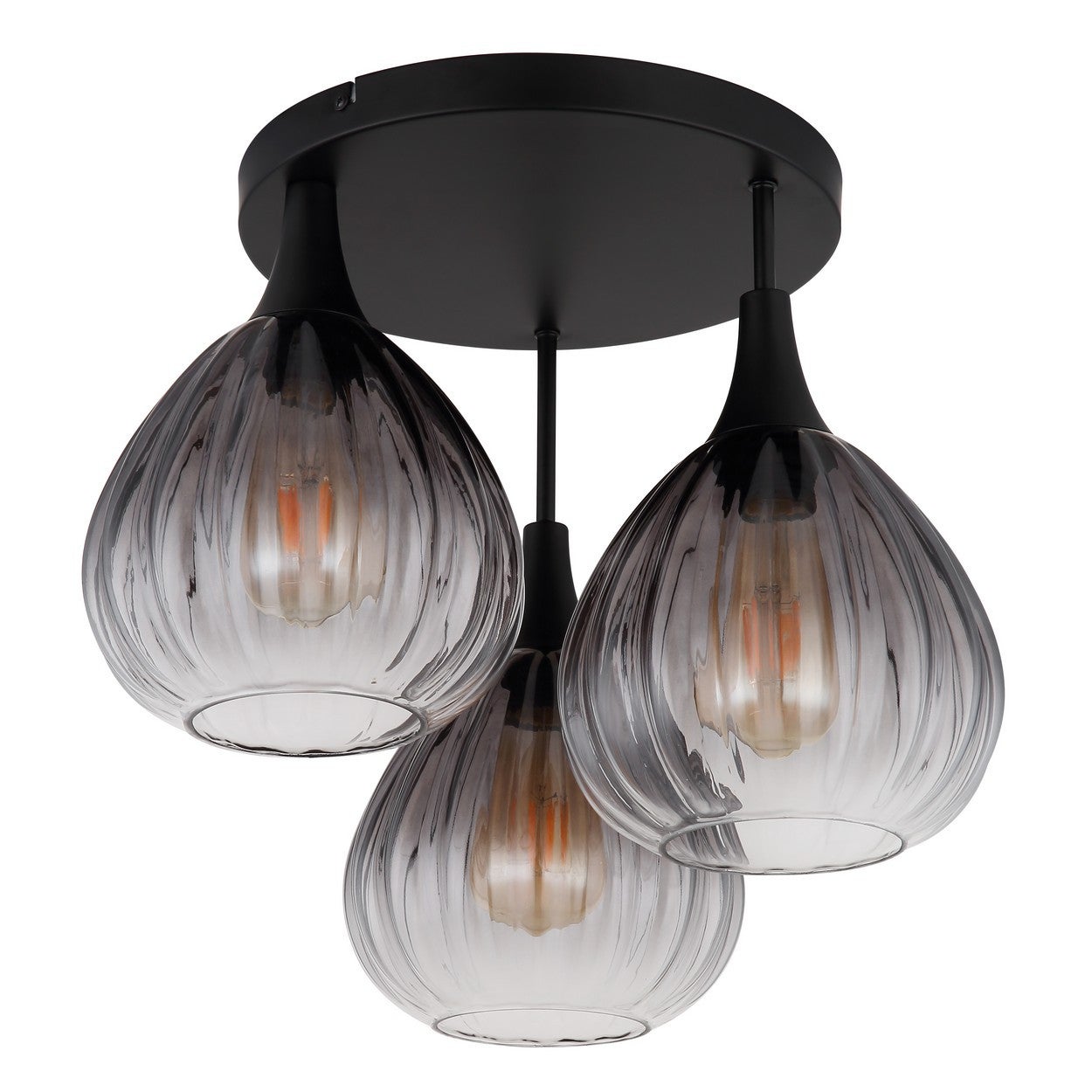 Globo Olsen Plafonnier Cluster Shade en verre fumé noir mat, 3 ampoules E27 - 2