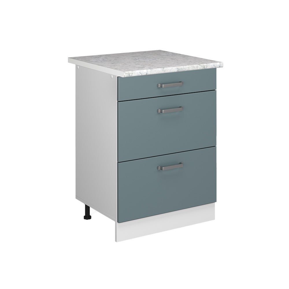 Vicco Szafka dolna do kuchni R-Line, Niebiesko-szary, 60 cm z szufladami BR Marmur
