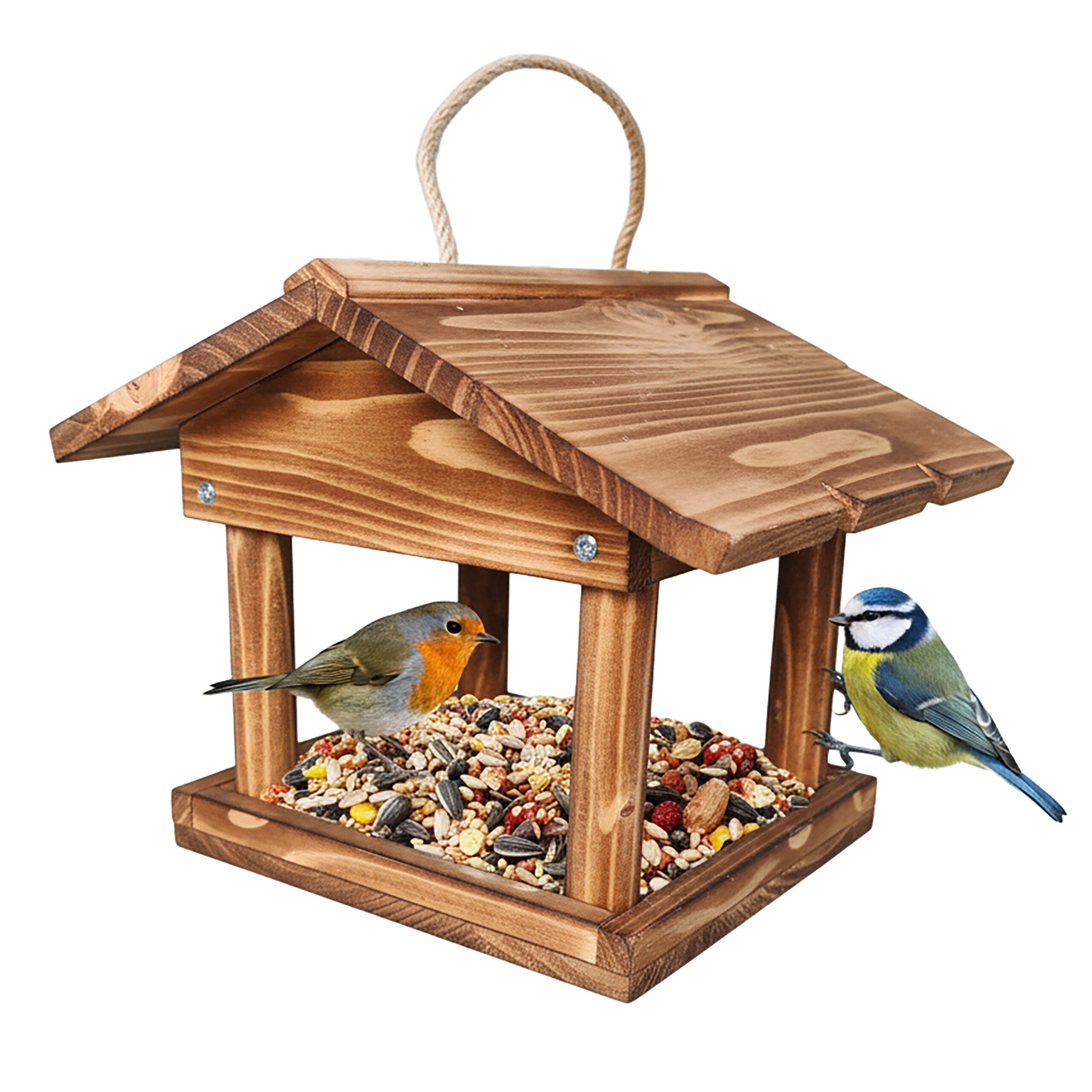 Relaxdays Mangeoire à Oiseaux En Bois Avec Écorce Et Mousse - À Suspendre Pour Jardin Et Balcon