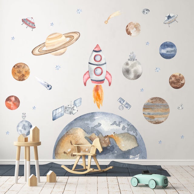 Stickers muraux | Sticker Mural Autocollant - PLANÈTE TERRE DANS L'ESPACE - Stickers adhésifs - 70x105cm