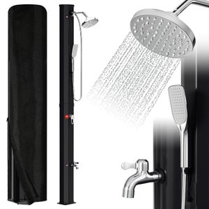 Joparri Douche Solaire de Jardin 20 litres avec Capot de Protection et pommeau de Douche à 360 °, température réglable jusqu'à 60 °C, Douche extérieure pour Jardin, Camping, Piscine - Noir