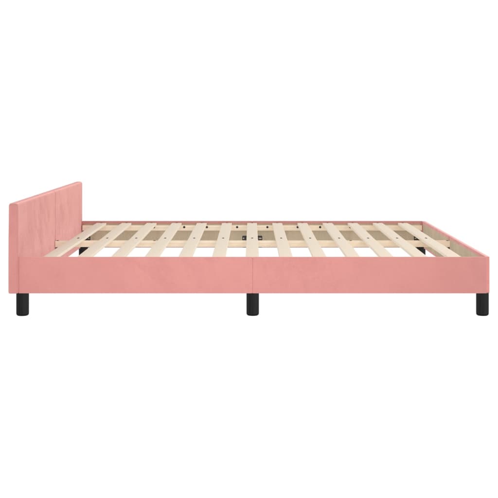 Cadre de lit sans matelas rose velours - 7