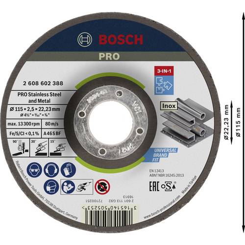 Bosch PRO Tarcza 3w1 ze stali nierdzewnej i metalu 115 x 2,5 x 22,23 mm - 2608602388 - 3