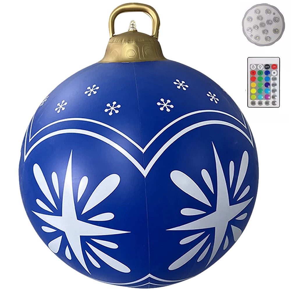 Boule De Noël Gonflable Lumineuse 60 Cm - PVC, Lumière LED 16 Couleurs, Pompe à Main Incluse - Décoration Intérieure/extérieure