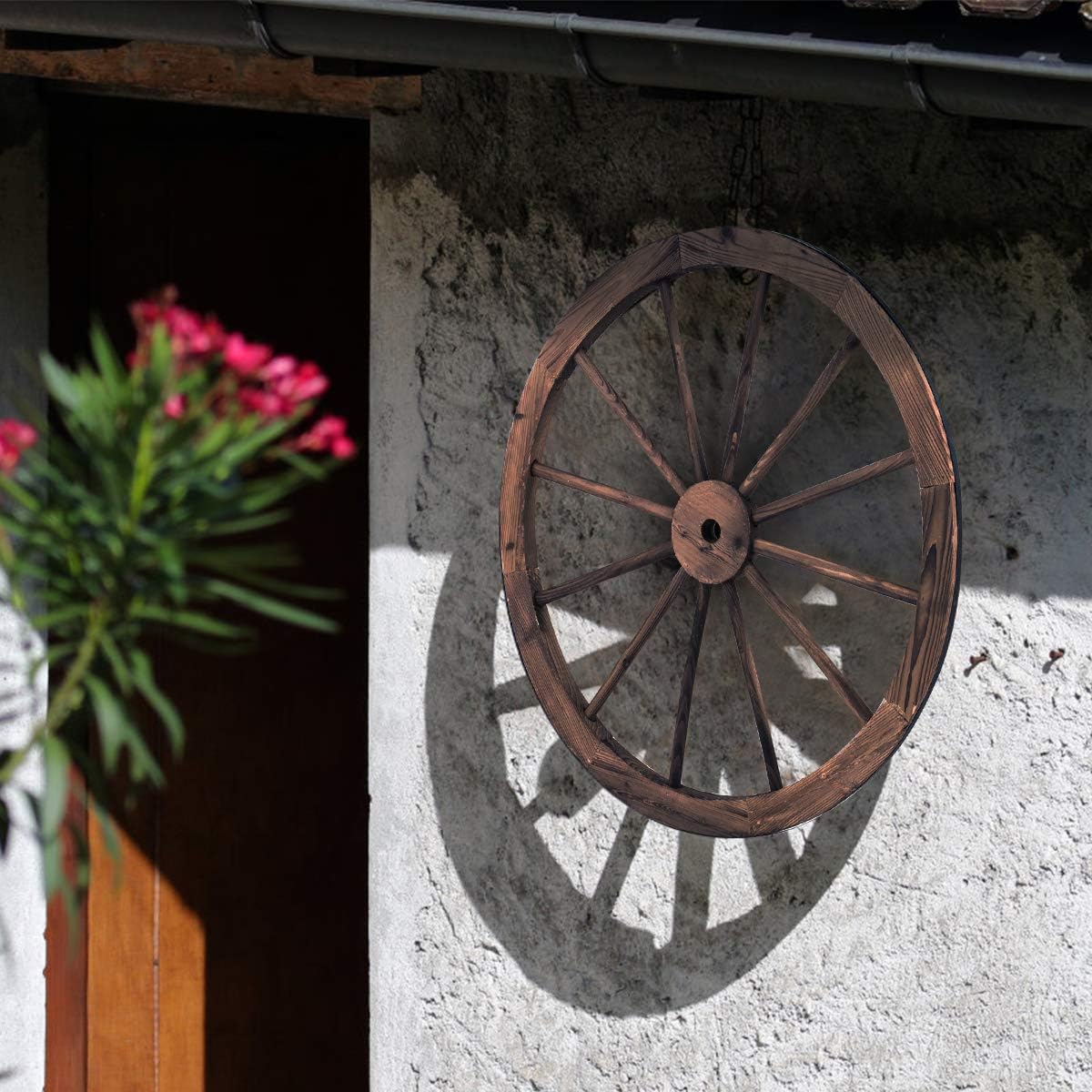Set 2 Roue Décorative en Bois, Décoration Couleur Naturel 76x76x3,5 cm - 4