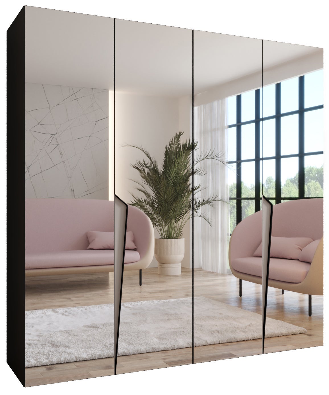 Szafa uchylna otwierana Piano 3 200 x 52 x 202 cm czarny + u. kaszmir
