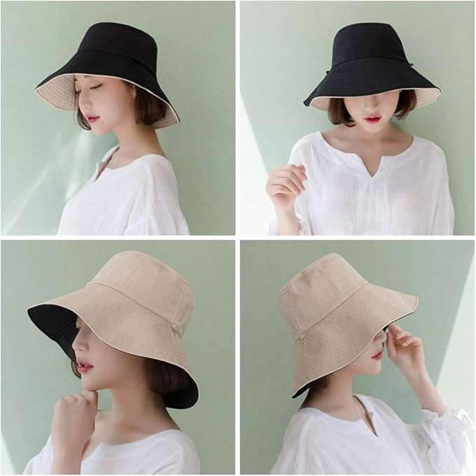 Chapeau de soleil pliable pour femme, en coton, anti-UV, pour les vacances d'été, le jardinage, UPF UV - 2