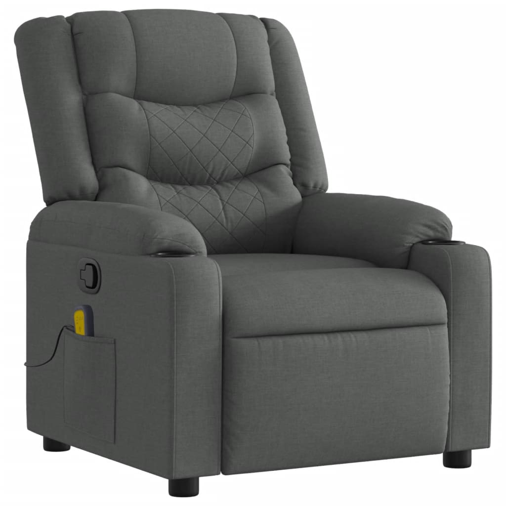 Fauteuil de Salon，Chaise，Fauteuil inclinable de massage gris foncé tissu - 3