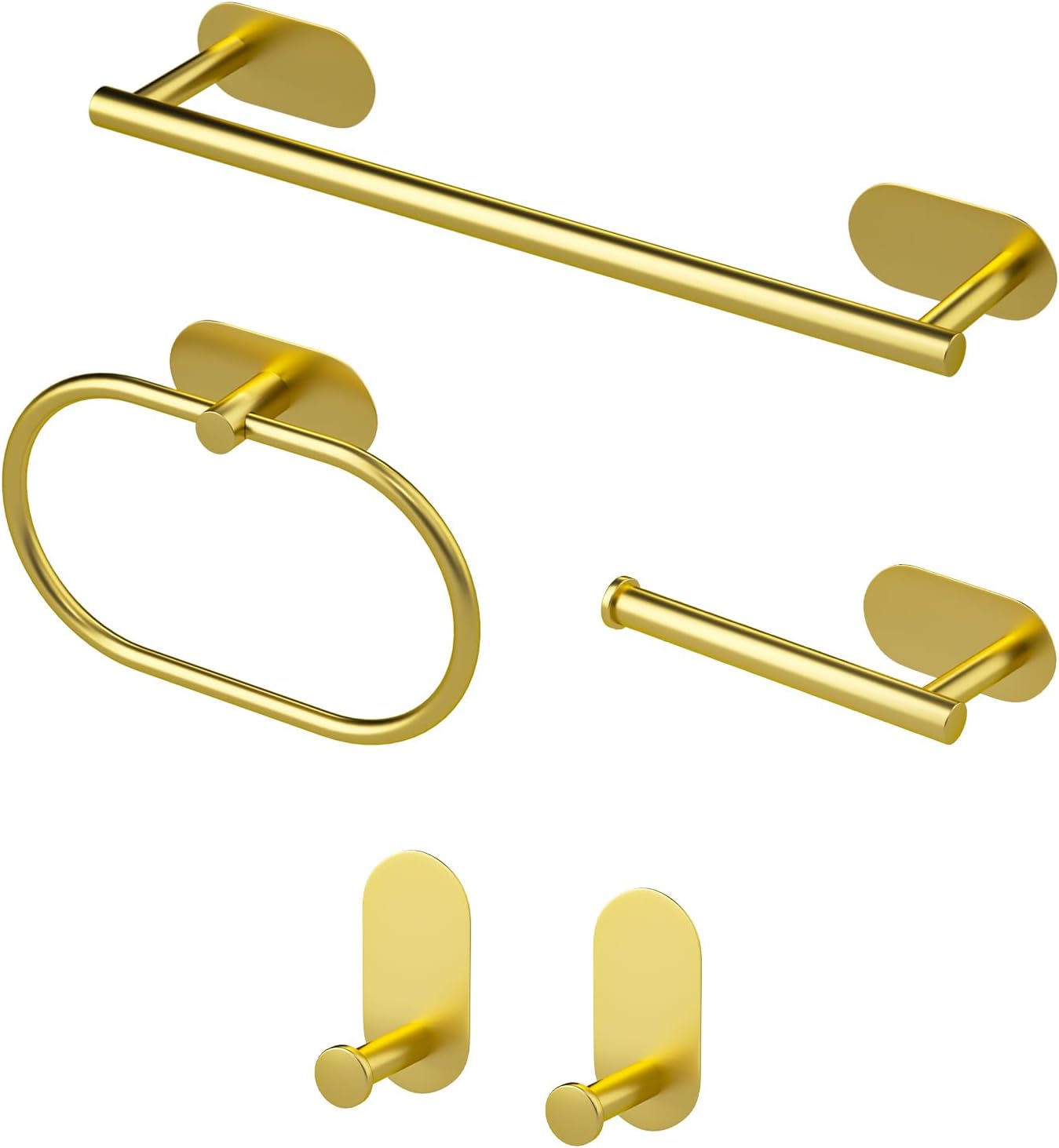 Wieszak ścienny na ręczniki ze stali nierdzewnej, 5 sztuk, do łazienki, sypialni i kuchni - Złoty