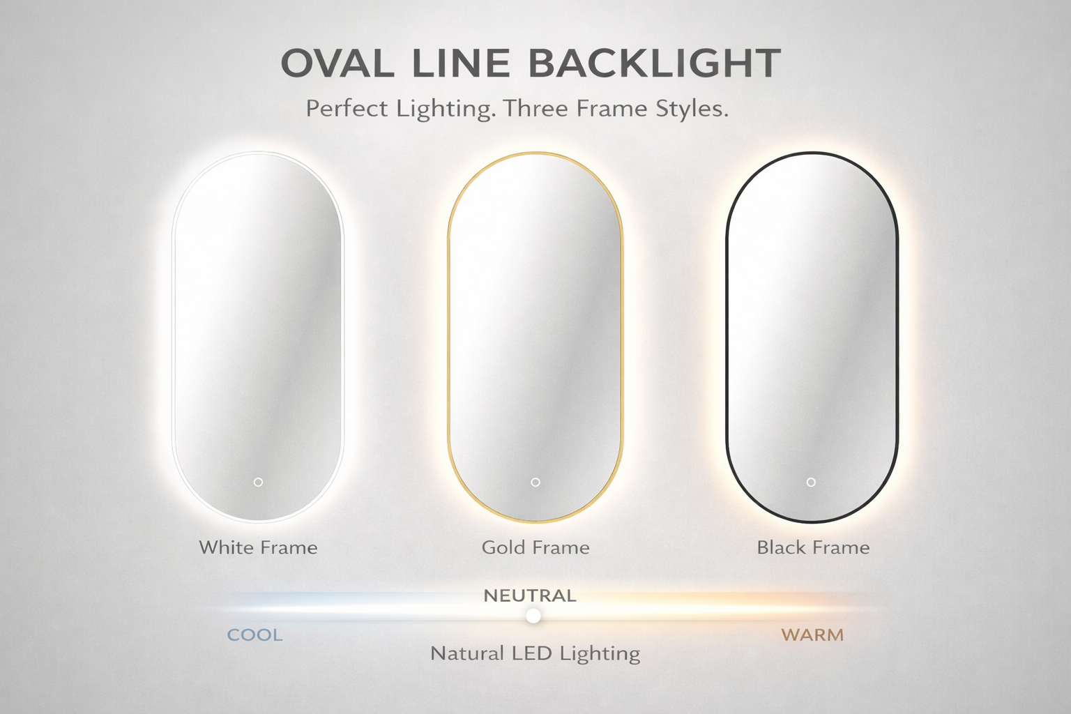 OVAL LINE LED lustro w złotej ramie 100 x 50cm z oświetleniem LED - 4