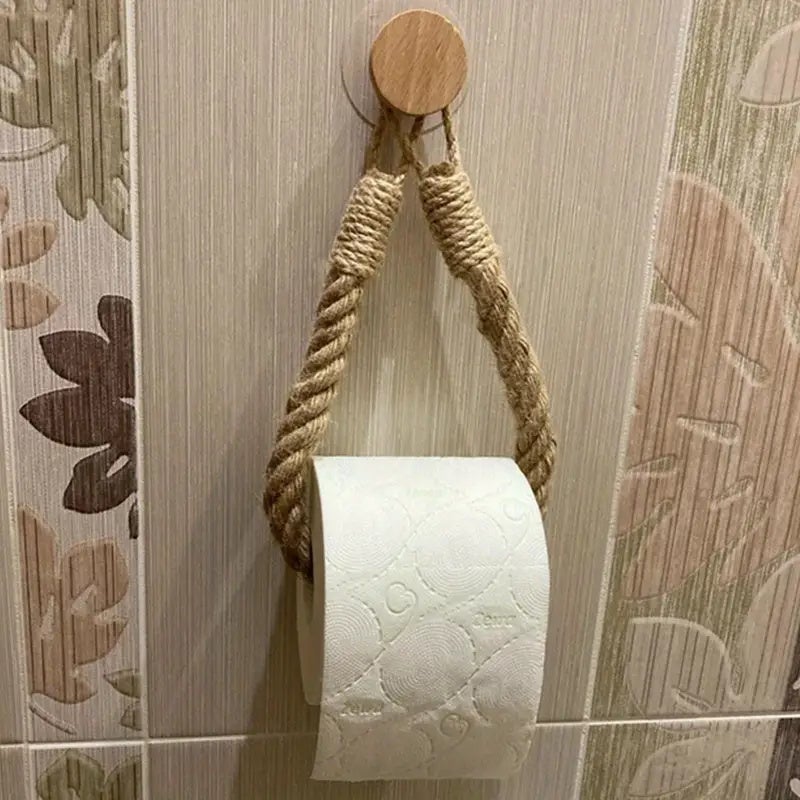 Suporte de papel higiénico de parede, suporte de papel de rolo de casa de banho tecido com corda, poupança de espaço, fácil instalação - 8