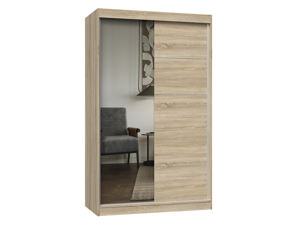 Szafa Przesuwna Topeshop IGA 120 CM A/C 1 Lustro Szprosy Dąb Sonoma 61x120x200 cm 1 szt.