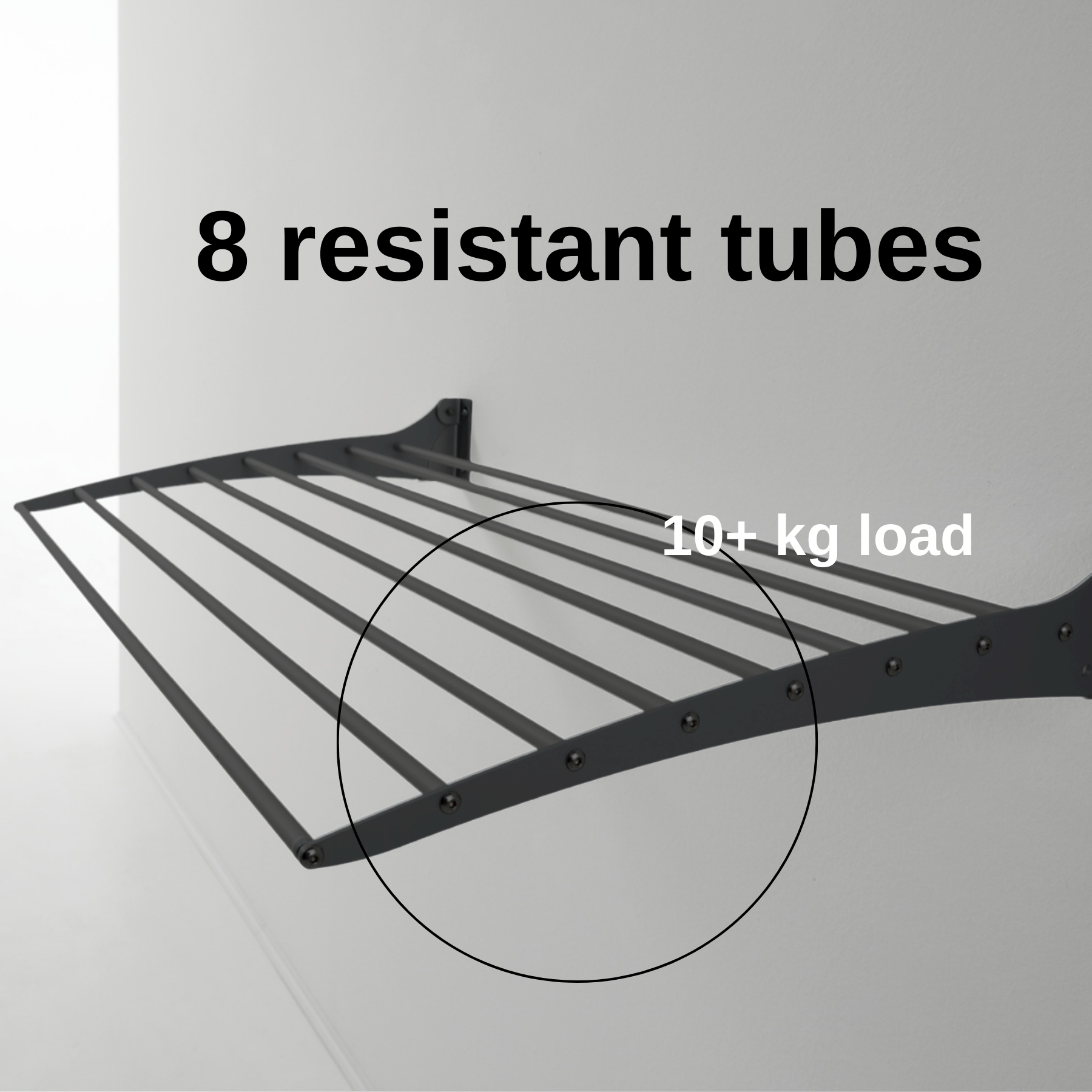 Étendoir à linge mural, Séchoir à linge mural et pliable en aluminium et acier, Foxydry Fold 120 cm Noir - 8