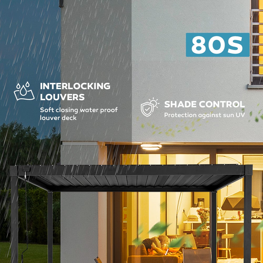 Pergola bioclimatique autoportée 3x5 m acier anthracite avec lames orientables – MIRADOR 80S - 10