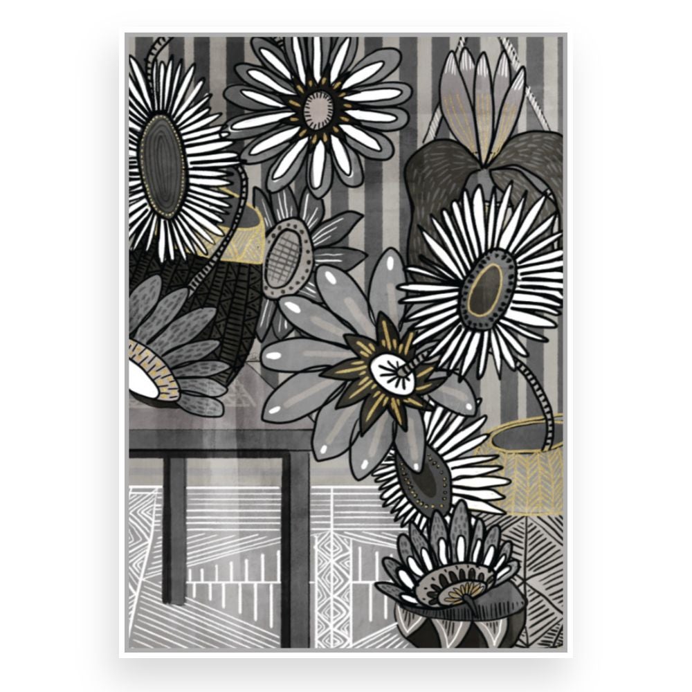 Toile encadrée Fleurs abstraites / 60x90cm / Cadre Blanc / Fabriqué en France / Déco murale / DADA ART - 3