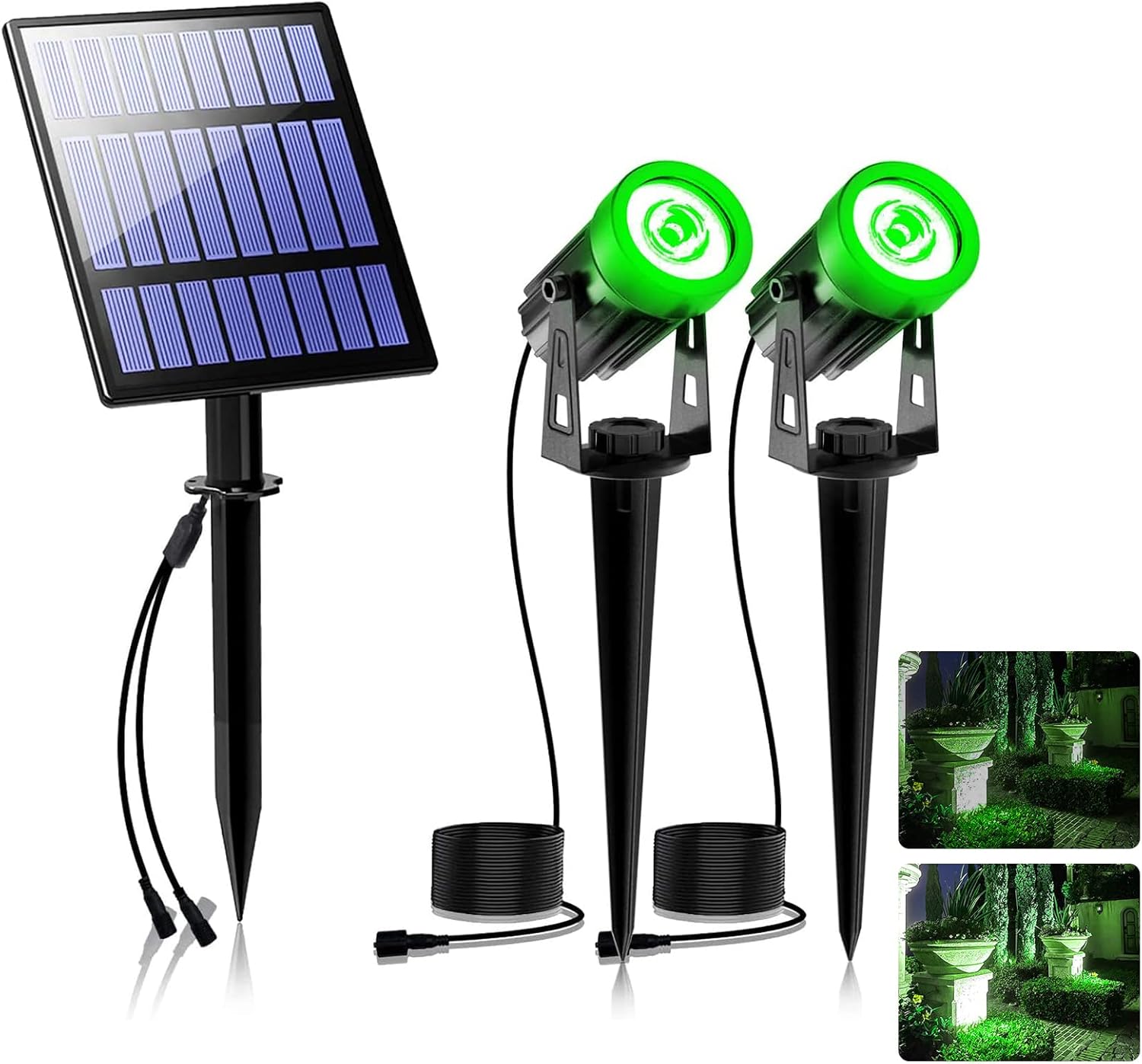 Solarna lampa zabezpieczająca do ogrodu, wodoodporna IP65, automatyczny przełącznik, odpowiednia na patio i do ogrodu, zielona