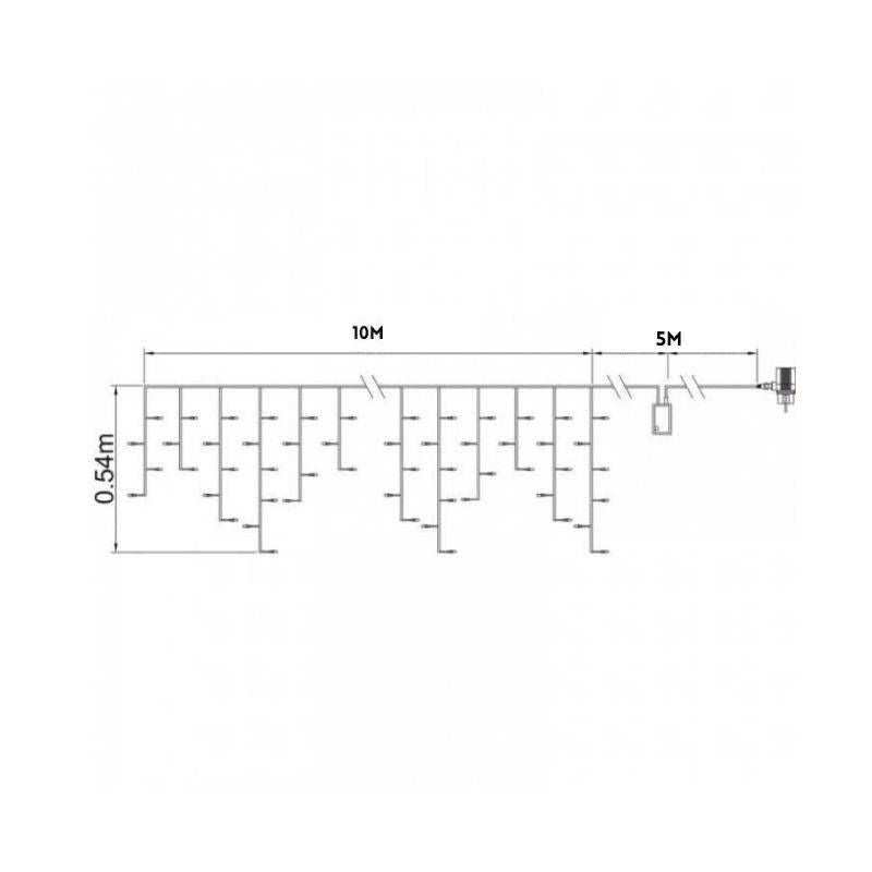 Guirlande stalactite Blanc Chaud 10m 260 LED câble transparent 8 programmes extensible - 2