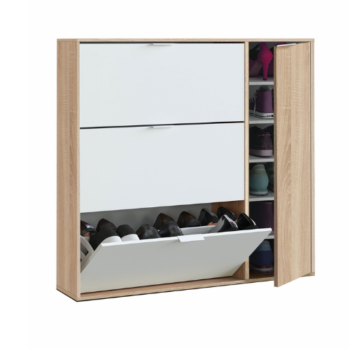 Sapateira para corredor de classe Carvalho branco 115x106x22 cm