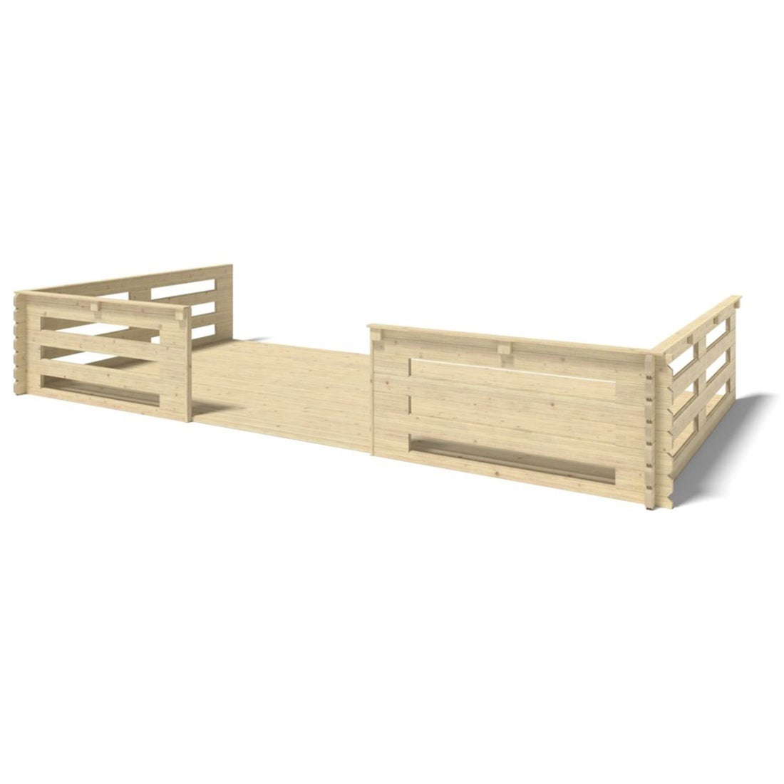 Terasă din lemn cu balustradă pentru pavilioană din lemn – 18 m² – 6 m x 3 m – culoare: natural – DOM558