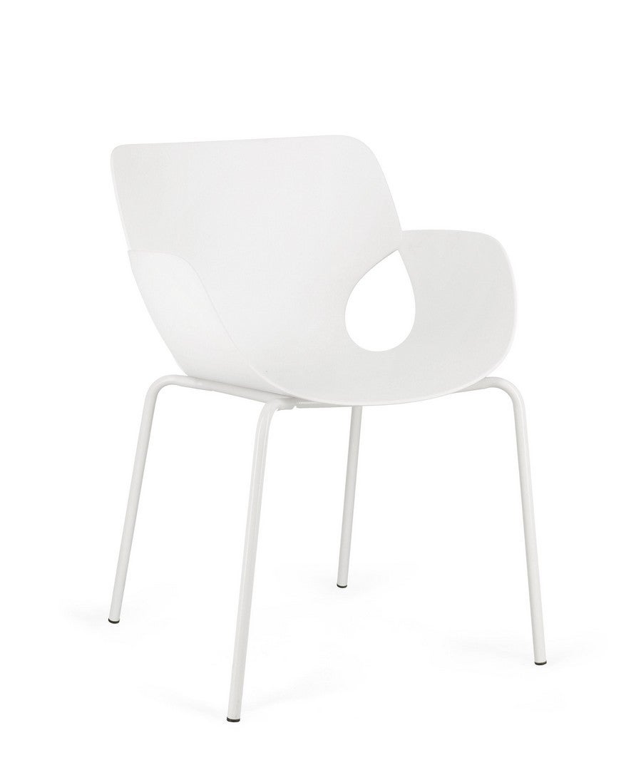 Zestaw 2 krzeseł do jadalni ze stali i białego polipropylenu