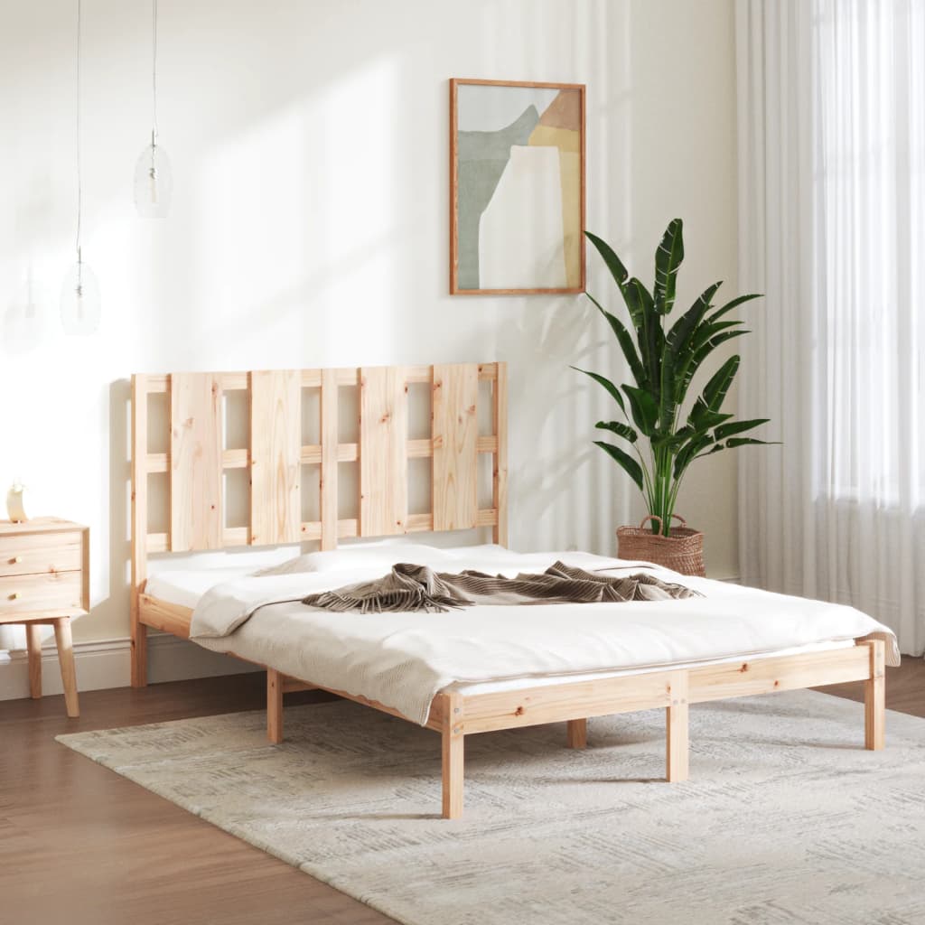 Łóżko Drewniane Rama Łóżka Sofa Brązowe Do Sypialni Pokoju 135x190 cm
